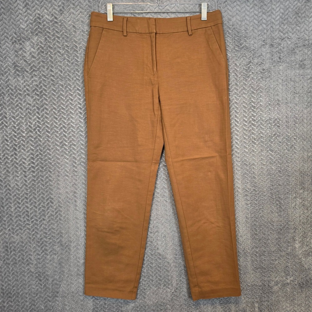 Loft The Riviera Slim Pants Womens 2โ Cognac Brown Cotton Blend Workwear Tapered